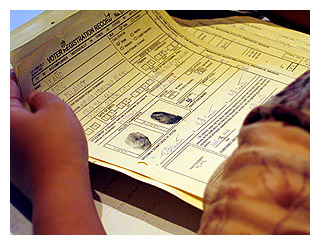 a voter's registration record....which a lot of people failed to accomplish  because they didn't really think their votes would make much of a difference anyway